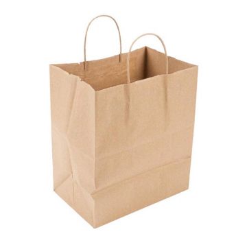 Kraft 10" x 6.75" x 13.5" Paper Shopping Bag with Twist Handle - 250 Count